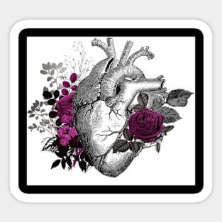 Gothic Heart and Roses Sticker